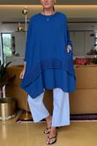 Made in Italy Paulo Pillow Cotton Honeycomb Parachute Tunic Lapis Blue